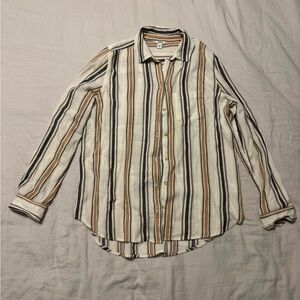 Sonoma Men's Striped Shirt - Black, Brown, and Cream